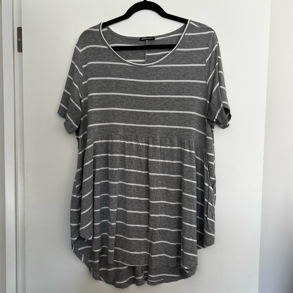 Chicsoul Grey Striped T Shirt size 3X